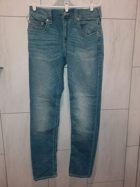 True Religion Light Blue Rocco Skinny Jeans Size 33 Excellent Used Condition